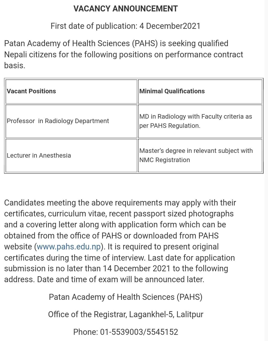 Apply doctors Jobs in Patan Hospital-PAHS