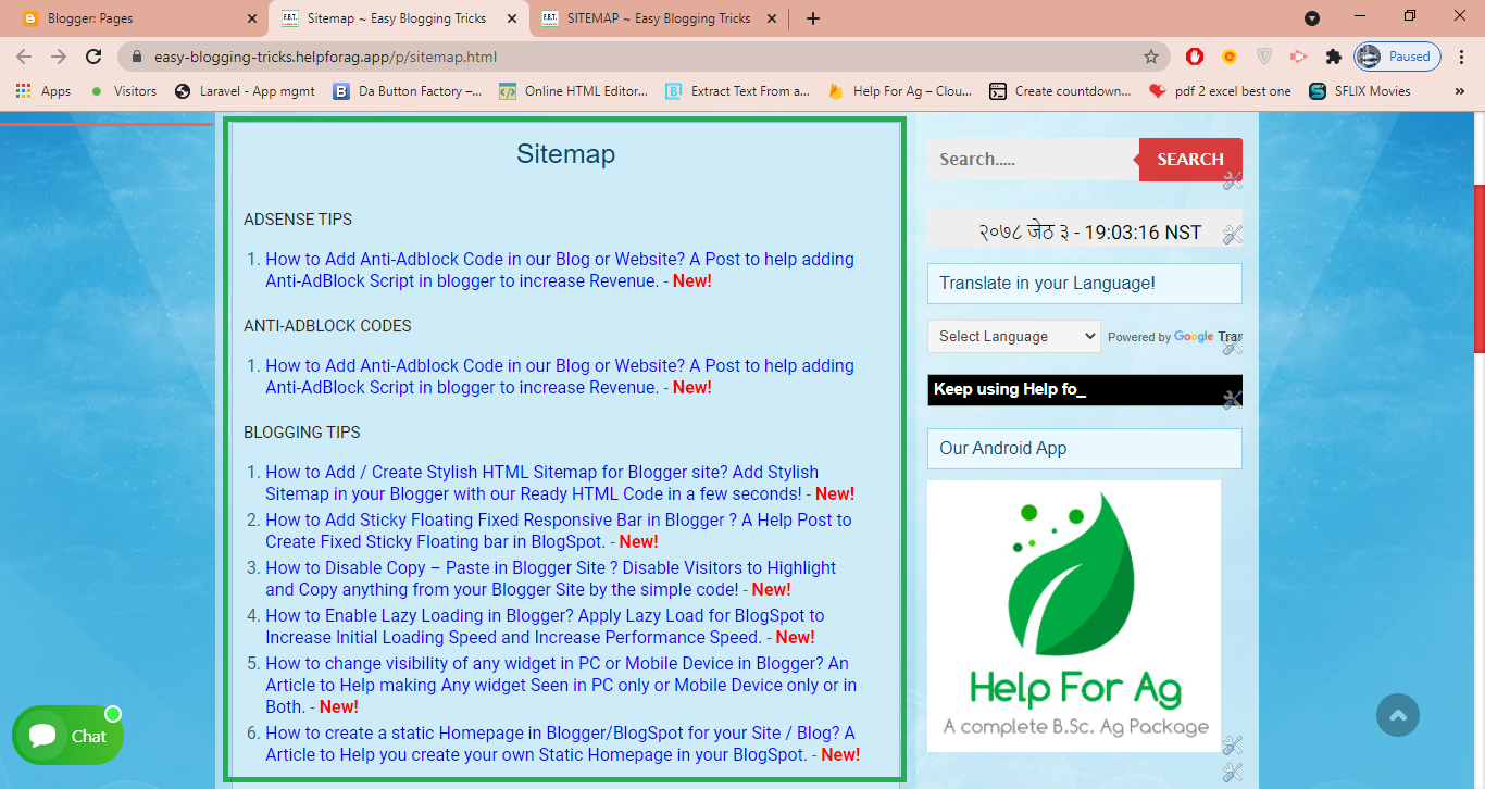 adding sitemap in blogger blog easily with simple codes