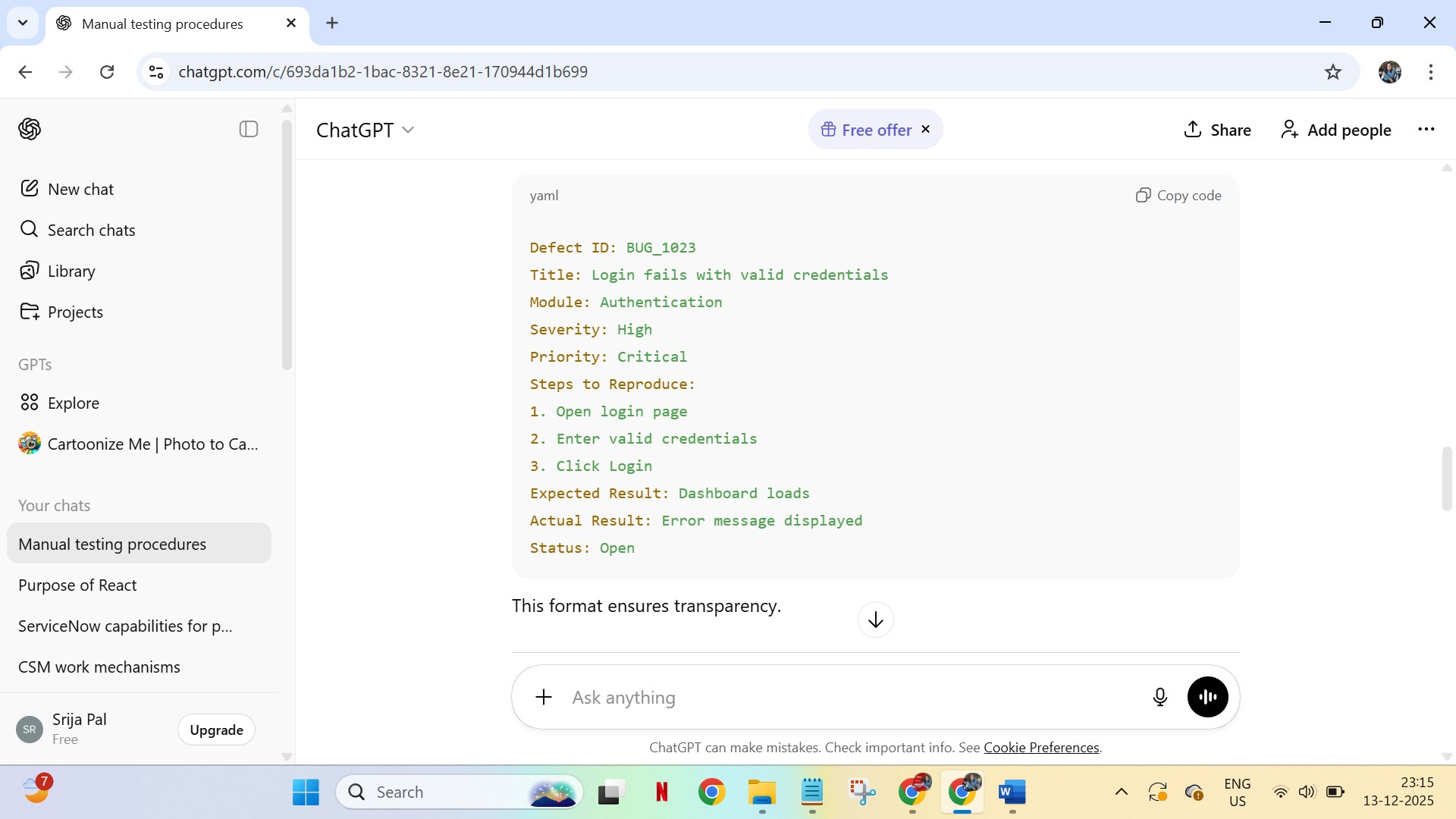 Defect Reporting and Tracking