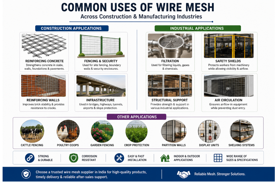 Common Uses of Wire Mesh Across Construction and Manufacturing Industries